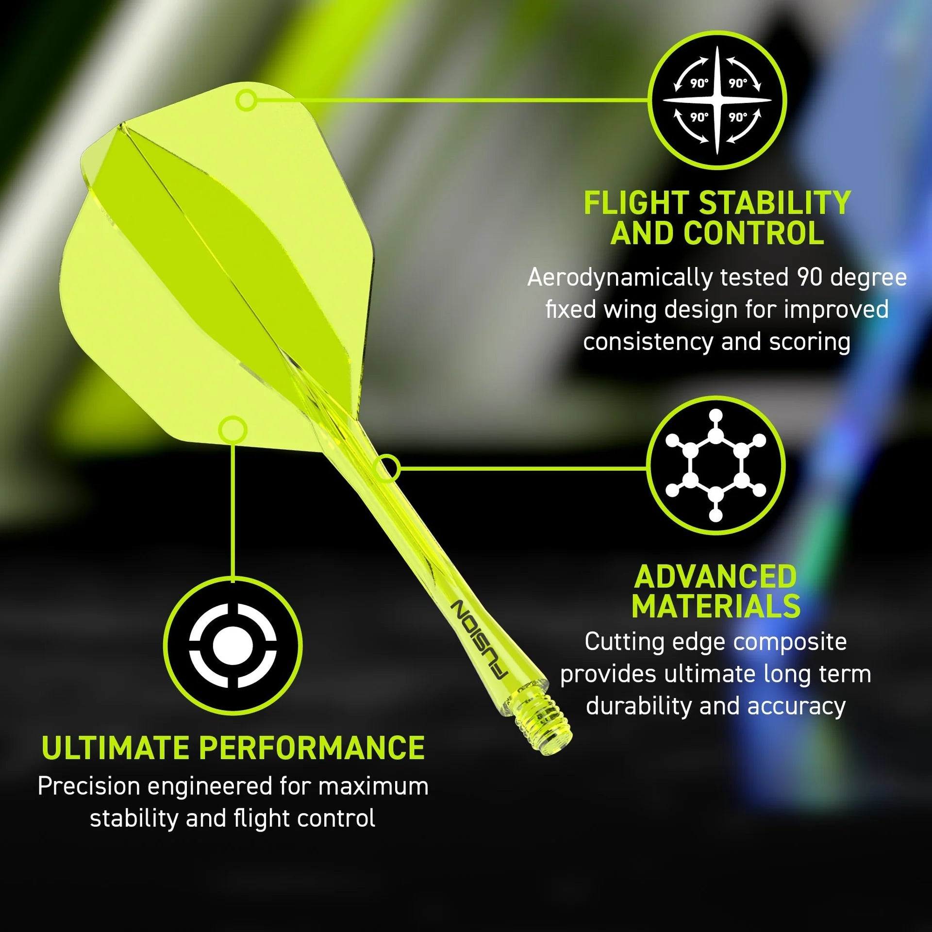 Fusion #6 Integrated Flight & Shaft Yellow
